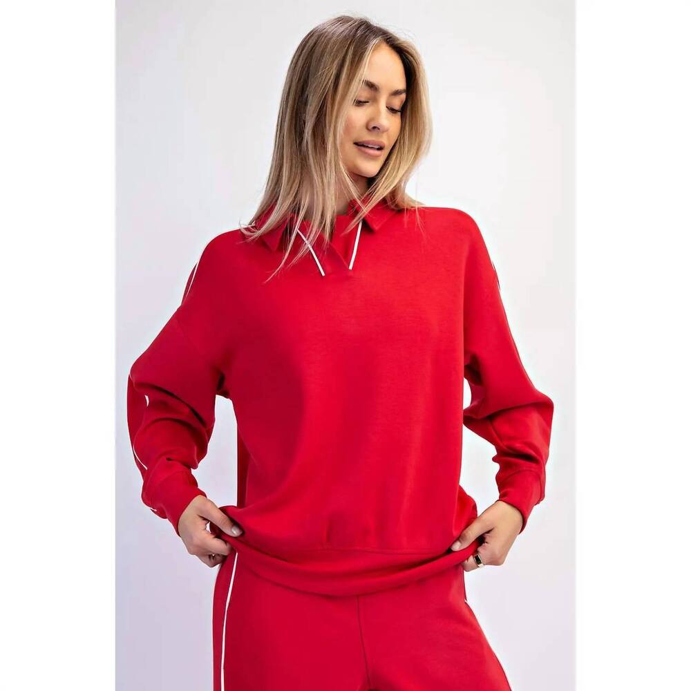 NEW RAE MODE long sleeve collared top in red